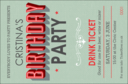 Birthday Party Green Drink Ticket