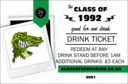 Class Reunion Mascot Green Drink Ticket