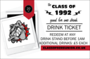 Class Reunion Mascot Red Drink Ticket