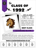 Class Reunion Mascot Purple Logo Flyer