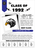 Class Reunion Mascot Blue Logo Flyer