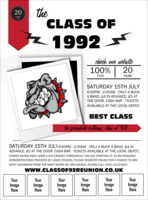Class Reunion Mascot Red Logo Flyer