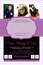 Sweet Sixteen Purple Chevron Poster