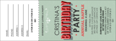 Birthday Party Green Raffle Ticket